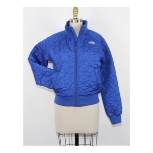 The North Face Women's Blue Quilted Front Zip Bomber Jacket - Size M